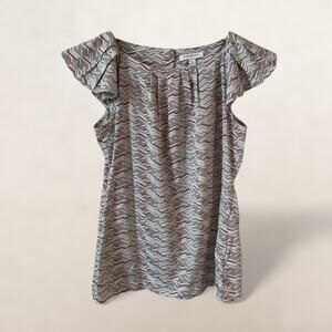 BANANA REPUBLIC Womens Flutter Sleeve Blouse Top Gray Small Career Preppy Retro